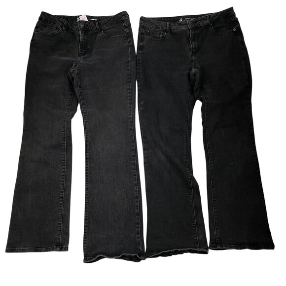 No Boundaries Womens Jeans Size 13 Lot of Two Black Denim Bootcut Leg Mid Rise - Picture 1 of 14